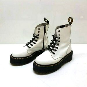 Dr Martens Jadon Platform Smooth Leather Combat White boots Women Sz 5